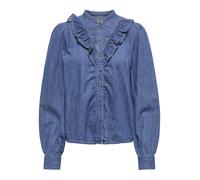 Only - ONLDASHA-SEVIGNY L/S FRILL SHIRT DNM AKM medium blue denim - Gr. - XS