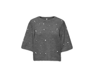 ONLY - ONLDOLLY SS PEARL O-NECK CC KNT Medium Grey Melange - Gr. - M