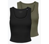 ONLY "ONLEASY S/L TANK TOP JRS 2 PACK" Packung, 2 Stk. Baumwollmischung, regular fit (12080221-XL)