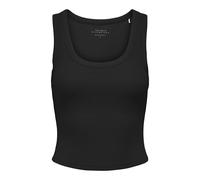 Tanktop ONLY "ONLEASY S/L TANK TOP JRS", Damen, Gr. XL, schwarz, Jersey, Obermaterial: 93% Baumwolle, 7% Elasthan, unifarben, normal, tiefer Rundhals, Tops Tanktop, Baumwollmischung (48016611-XL) schw