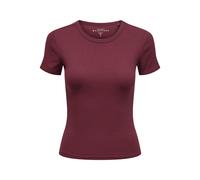 Kurzarmshirt ONLY "ONLEASY S/S O-NECK TOP BOX JRS", Damen, Gr. S, rot (cabernet), Jersey, Obermaterial: 95% Baumwolle, 5% Elasthan, unifarben, modisch, regular fit, Rundhals, Kurzarm, Shirts (53031542