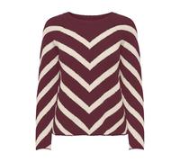 Strickpullover ONLY "ONLELIZA L/S PULLOVER KNT NOOS", Damen, Gr. M, zinfandel stripes:weißcap gray, Strick, Obermaterial: 81% Polyacryl, 19% Polyester, gestreift, modisch, gerade normal, Rundhals, Lan