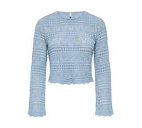 ONLY Cropped Strickpullover aus Baumwoll-Mix Modell 'ELKE' in Rauchblau, Größe S