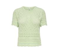 Kurzarmpullover ONLY "ONLELKE LIFE SS STRUCTUR O-NECK KNT NOOS", Damen, Gr. XL, laurel grün, Strick, Obermaterial: 70% Baumwolle, 30% Polyester, unifarben, regular fit taillenbedeckt, Rundhals, Pullov