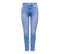 Straight-Jeans ONLY "ONLEMILY STRETCH HW ST AK DNM REA053NOOS", Damen, Gr. 28, Länge 30, blau (special bright blau denim), Denim/Jeans, Obermaterial: 98% Baumwolle, 2% Elasthan, unifarben, straight fi