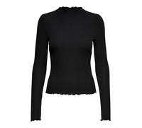 Only Langarmtop ONLEMMA Slim Fit mit Viskoseanteil Stehkragen Schwarz Größe M