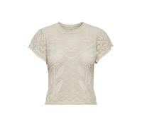 Kurzarmpullover ONLY "ONLESTRALLA S/S SHORT STRUCTOP KNT NOOS", Damen, Gr. M, ecru, Strick, Obermaterial: 70% Baumwolle, 30% Polyester, unifarben, taillenlang, Rundhals, Pullover (13317564-M) ecru