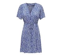 ONLY Damen Legeres Mini Kleid Sommerliches Design Muster Blusenkleid Kurzarm Dress, Farben:Blau, Größe:XS