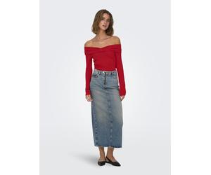 ONLY - ONLFAYOLA L/S OFF SHOULDER BOW TOP JRS mars red - Gr. - L