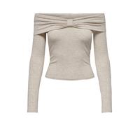 ONLY - ONLFAYOLA L/S OFF SHOULDER BOW TOP JRS oatmeal - Gr. - L