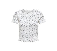 Kurzarmshirt ONLY "ONLFENJA LIFE SS AOP TOP JRS NOOS", Damen, Gr. L (40), blau (cloud dancer aop:blau flowers), Jersey, Obermaterial: 95% Baumwolle, 5% Elasthan, bedruckt, regular fit normal, Rundhals