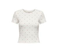 ONLY Kurzarmshirt ONLFENJA LIFE SS AOP TOP JRS NOOS cloud dancer AOP Herzen Jersey Damen Gr. M