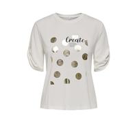 Kurzarmshirt ONLY "ONLFREE LIFE S/S CREATE TOP BOX JRS", Damen, Gr. S (36), cloud dancer print:create, Jersey, Obermaterial: 70% Modal, 30% Polyester, bedruckt, modisch, regular fit normal, Rundhals,