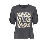 Kurzarmshirt ONLY "ONLFREE LIFE S/S CREATE TOP BOX JRS", Damen, Gr. S (36), schwarzened pearl print:vibes, Jersey, Obermaterial: 70% Modal, 30% Polyester, bedruckt, modisch, regular fit normal, Rundha