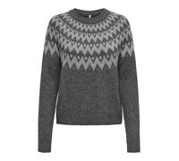 Only Regular Fit Strickpullover mit Norwegen-Muster Modell 'FRY' in Anthrazit Melange, Größe XL