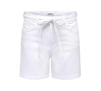 Jeansshorts ONLY "ONLGIANNA MW BELTED SHORTS AZG DNM NOOS", Damen, Gr. S, N-Gr, weiß denim, Denim/Jeans, Obermaterial: 99% Baumwolle, 1% Elasthan, unifarben, regular fit kurz, Jeans Jeansshorts, Baumw