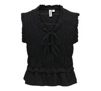 ONLY - ONLGOA S/S LINEN BL FRILL TOP CC PNT Black - Gr. - XS