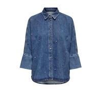 Jeansbluse ONLY "ONLGRACE 3/4 RHINESTONE MB DNM SHIRTNOOS" Gr. S (36), blau (medium denim) Damen Blusen (45076409-S) medium blau denim