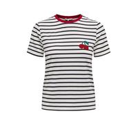 Kurzarmshirt ONLY "ONLHEART S/S TEE JRS", Damen, Gr. L (40), cloud dancer stripes:night sky, rot cherry, Jersey, Obermaterial: 95% Viskose, 5% Elasthan, gestreift, modisch, regular fit, Rundhals, Kurz