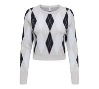 ONLY - ONLIBI LS CHECK O-NECK CC KNT light grey melange - Gr. - XS