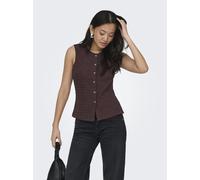 Jerseyweste ONLY "ONLILSE S/L STRUCTURE VEST JRS NOOS", Herren, Gr. S, deep mahogany, Jersey, Obermaterial: 100% Polyester, unifarben, normal, Rundhals, Westen, Kunstfaser, Rundhalsausschnitt (1529206