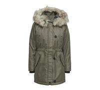 Parka ONLY "ONLIRIS FUR WINTER PARKA LIFE CC OTW", Damen, Gr. M, stone gray detail:nature fur, Web, Obermaterial: 100% Polyester, unifarben, modisch, regular fit taillenbedeckt, hoch geschlossener Aus