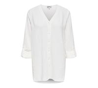 Shirtbluse ONLY "ONLJANA METTE V-NECK LS SHIRT NOOS WVN", Damen, Gr. M, cloud dancer, Web, Obermaterial: 100% Polyester, unifarben, regular fit normal, V-Ausschnitt, mit Aufschlag, Blusen (63520929-M)