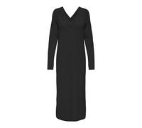 Strickkleid ONLY "ONLJEANETT LIFE LS V-NECK DRESS CC KNT", Damen, Gr. XS (34), N-Gr, schwarz, Strick, Obermaterial: 88% Polyester, 6% Elasthan, 6% Nylon, unifarben, V-Ausschnitt, Kleider Strickkleid (