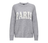 Strickpullover ONLY "ONLJERICO L/S PULLOVER KNT NOOS", Damen, Gr. XS, grau melange detail:cd paris, Strick, Obermaterial: 68% Polyacryl, 12% Polyester, 11% Nylon, 6% Wolle, 3% Elasthan, bedruckt, modi
