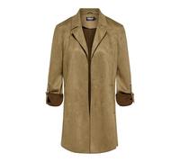Langjacke ONLY "ONLJOLINE FAUX SUEDE COAT LIFE CC OTW", Damen, Gr. L, braun (cognac), Web, Obermaterial: 92% Polyester, 8% Elasthan, unifarben, modisch, regular fit, tiefer V-Ausschnitt, Langarm mit R