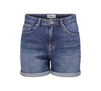 ONLY Damen Shorts Denim Bermudas High Waist Bequeme Sommer Jeans Shorts, Farben:Blau-3, Größe:XL