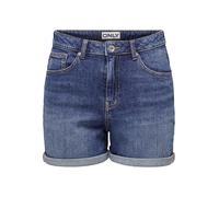 ONLY Damen Shorts Denim Bermudas High Waist Bequeme Sommer Jeans Shorts, Farben:Blau-3, Größe:XL