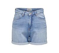 Only Jeans-Shorts ONLJOSEPHINE Hellblau Stretch Hohe Taille Normal geschnitten Größe XS 47%