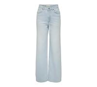 High-waist-Jeans ONLY "ONLJUICY HW WIDE LEG DOT114 DNM", Damen, Gr. 31, Länge 30, light blau bleached denim, Denim/Jeans, Obermaterial: 99% Baumwolle, 1% Elasthan, unifarben, lang, Jeans High-Waist-Je