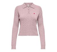 ONLY ONLKATIA LS CABLE POLO CC KNT Damen | BURNISHED LILAC MEL/TRUE RED HEART EMB/DTM BUTTON | XL