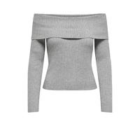 Strickpullover ONLY "ONLKATIA LS OFF SHOULDER KNT", Damen, Gr. M (38), ultimate grau detail:melange, Strick, Rippstrick, Obermaterial: 50% Viskose, 27% Nylon, 23% Polyester, meliert, modisch, regular