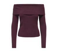 Strickpullover ONLY "ONLKATIA LIFE LS OFF SHOULDER KNT NOOS", Damen, Gr. S, lila (fig), Strick, Obermaterial: 50% Viskose, 27% Nylon, 23% Polyester, unifarben, regular fit normal, Carmenausschnitt, Pu