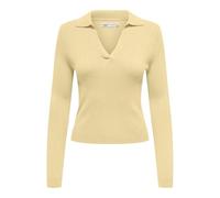 Polokragenpullover ONLY "ONLKAYA LS POLO PULLOVER EX KNT", Damen, Gr. XS, double cream, Strick, Obermaterial: 70% Viskose, 30% Nylon, unifarben, regular fit normal, V-Ausschnitt, Pullover Polokragenpu