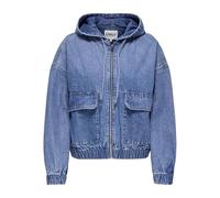 Only Damen Jeansjacke KENZIE – Regular Fit aus reiner Baumwolle mit Kapuze, Jeansblau XS