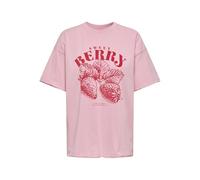 ONLY ONLKINNA LIFE S/S OVERSIZE TOP BOX JRS Damen | ROMANCE ROSE KINNA STRAWBERRY FRONT | XS