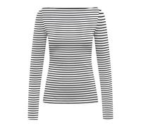 Langarmshirt ONLY "ONLKISS LIFE LS BOATNECK TOP CC JRS NOOS", Damen, Gr. XL, cloud dancer stripes:luna stripes navy blazer, Jersey, Obermaterial: 95% Baumwolle, 5% Elasthan, gestreift, regular fit, Sh