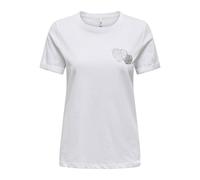 Kurzarmshirt ONLY "ONLKITA LIFE LUX ICON S/S PRINT TOP JRS", Damen, Gr. S, hellweiß detail:hearts at chest, Jersey, Obermaterial: 100% Baumwolle, bedruckt, regular fit, Rundhals, Shirts (50501315-S) h