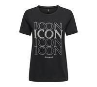 Kurzarmshirt ONLY "ONLKITA LIFE LUX ICON S/S PRINT TOP JRS", Damen, Gr. M, schwarz print:icon, Jersey, Obermaterial: 100% Baumwolle, bedruckt, regular fit, Rundhals, Shirts (55799606-M) schwarz print: