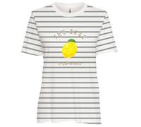 Kurzarmshirt ONLY "ONLKITA S/S TEE JRS NOOS", Damen, Gr. M, cloud dancer stripes:l.pas, sequins lemon, Jersey, Obermaterial: 100% Baumwolle, gestreift, regular fit normal, Rundhals, Shirts, Baumwolle,