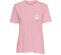 Kurzarmshirt ONLY "ONLKITA S/S TEE JRS NOOS", Damen, Gr. L, rosy touch print:smiley sunshine, Jersey, Obermaterial: 100% Baumwolle, bedruckt, regular fit normal, Rundhals, Shirts, Baumwolle, regular f