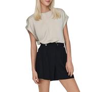 ONLY Damen Glänzendes Shirts Oberteil mit Seiden Optik Silky Kurzarm Bluse, Farben:Braun, Größe:XL