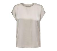 ONLY Damen Glänzendes Shirts Oberteil mit Seiden Optik Silky Kurzarm Bluse, Farben:Braun, Größe:XL