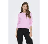 Strickpullover ONLY "ONLLOYAL LS ONECK KNT NOOS", Damen, Gr. XL, super pink detail:melange, Strick, Obermaterial: 80% Polyester, 20% Nylon, meliert, normal, Rundhals, Pullover Strickpullover, Material