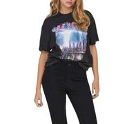 ONLY Damen Onllucca Life S/S Night Top Box JRS T-Shirt, Black/Print:Beyond Good, Small