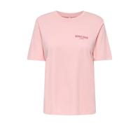 Kurzarmshirt ONLY "ONLLUCY MONJA SS TOP JRS NOOS", Damen, Gr. XL, rosy touch detail:strawberry, Jersey, Obermaterial: 100% Baumwolle, bedruckt, regular fit normal, Rundhals, Shirts (15483904-XL) rosy